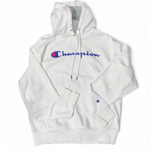 White Champion Unisex Hoodie Sweatshirt - Picture 1 of 2
